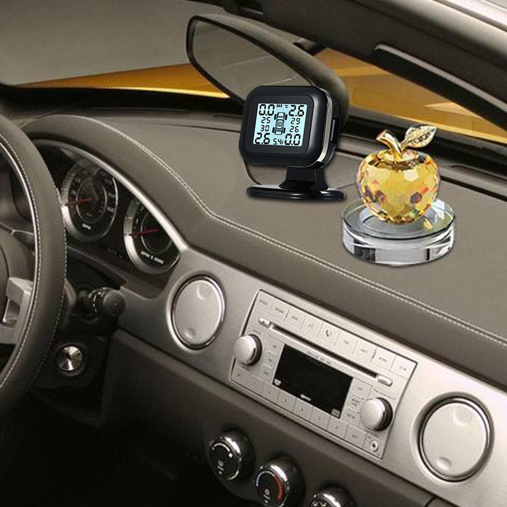TPMS Tire Pressure Monitoring System Wireless Real-time LCD Display 4 External Sensors Alarm Function