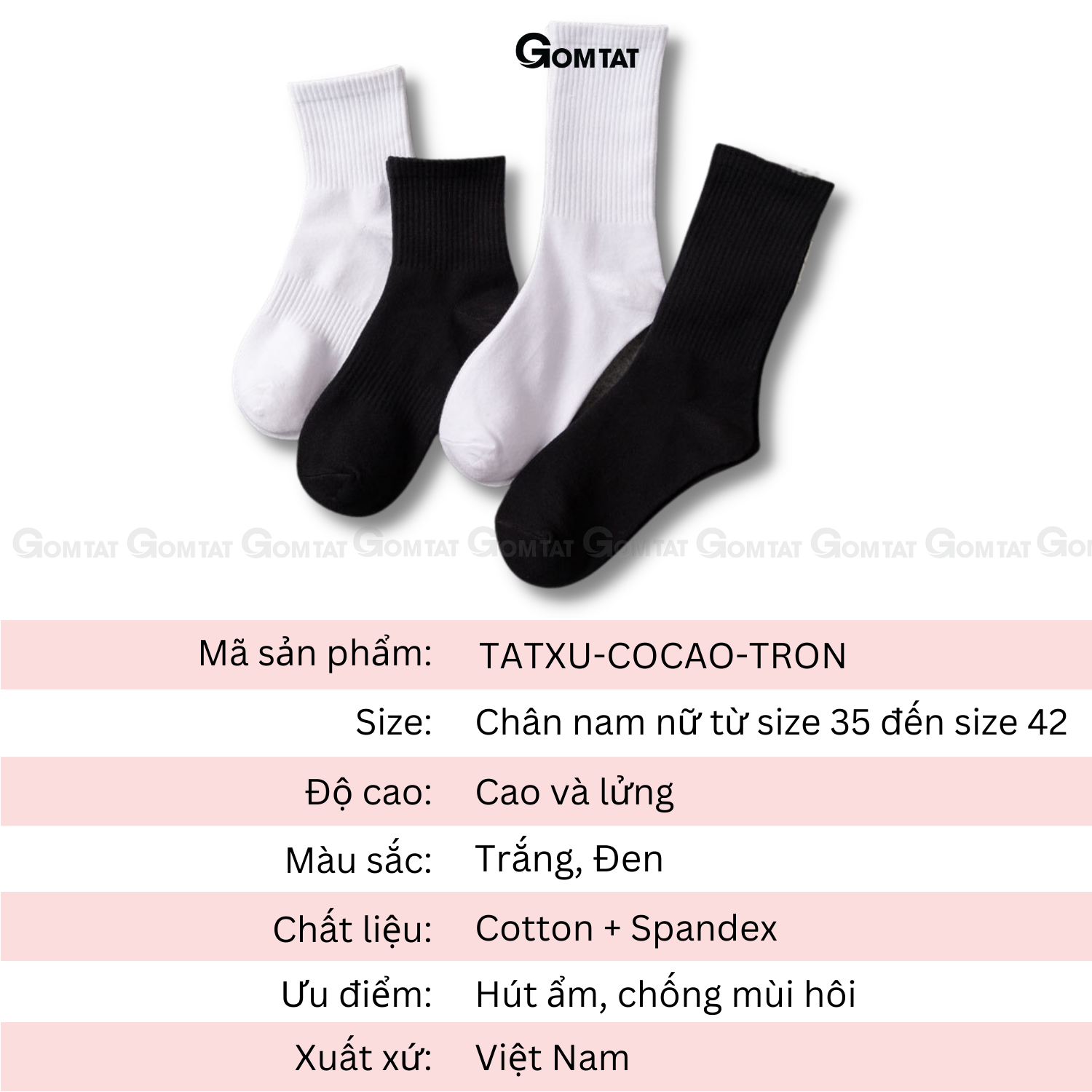 Tất vớ trơn lót xù nam nữ cổ cao, lửng GOMTAT thiết kế giữ ấm mùa đông chất liệu cotton êm chân - TATXU-COCAO-TRON
