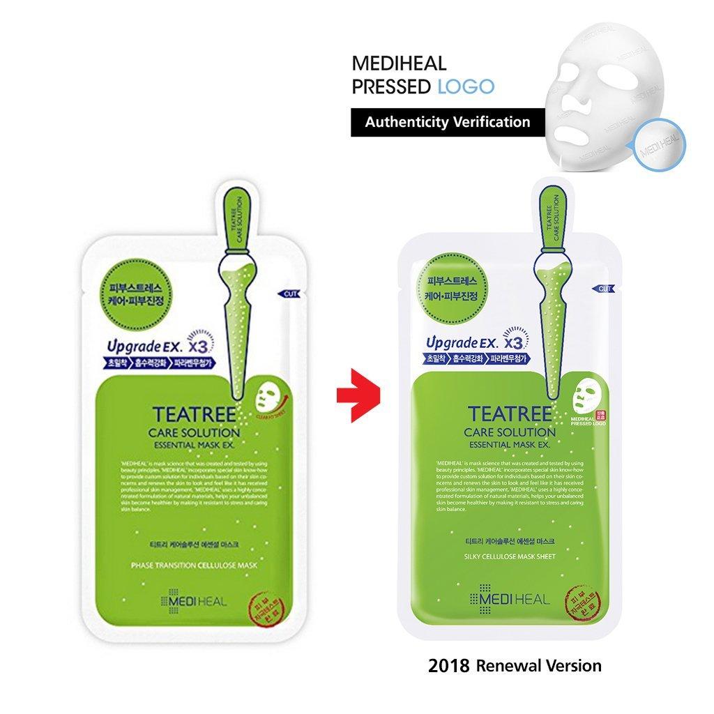Hộp 10 Mặt nạ dưỡng da giảm mụn chiết xuất tràm trà Mediheal Teatree Solution Essential Mask Ex 25ml x10 + Tặng 1 Băng Đô Tai Mèo Xinh Xắn