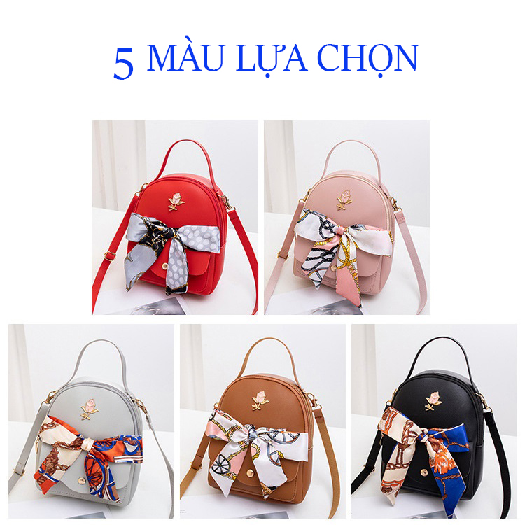 Balo Mini Nhỏ Xinh Gắn Nơ BL27 Da Trơn Mới