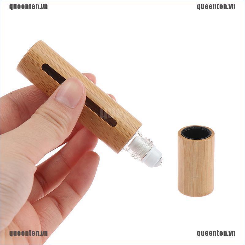 10ml Bamboo Refillable Empty Essential Roller Oil Ball Bottle Perfume Fragrance QUVN