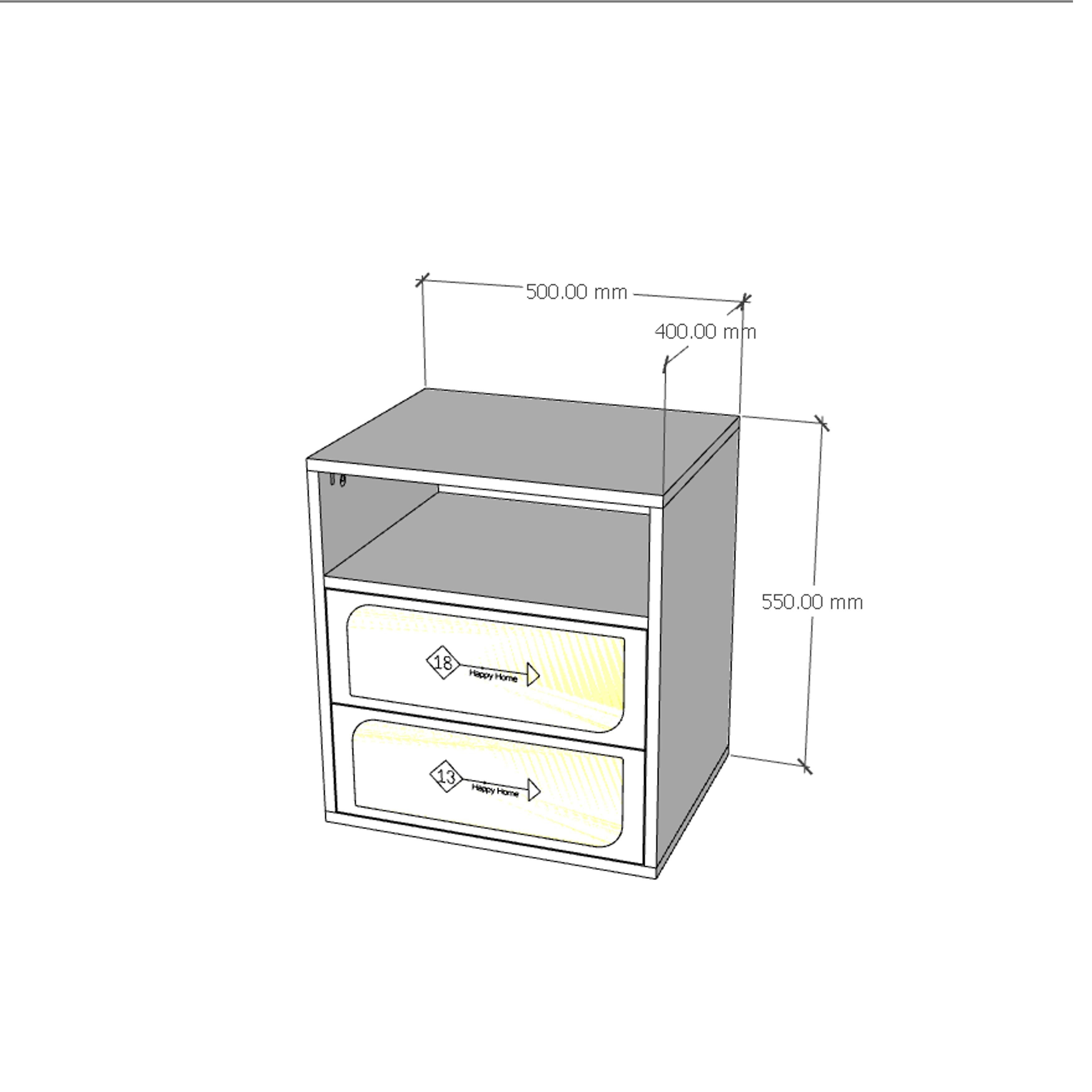 [Happy Home Furniture] BANA, Táp đầu giường 2 ngăn kéo, 50cm x 40cm x 55cm ( DxRxC), THK_120