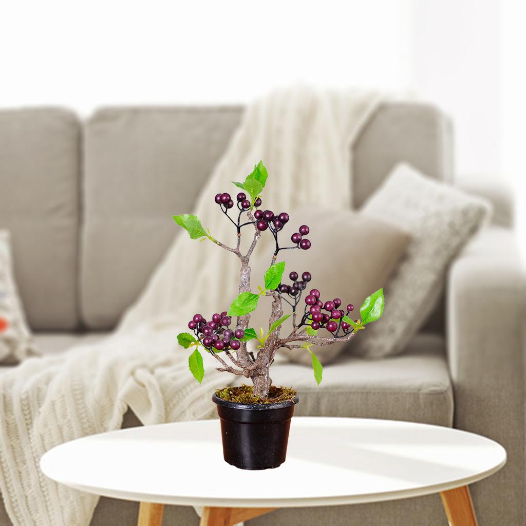 Artificial Fruit Tree Bonsai Green Leaf Realistic Potted Plants Rubber Balls