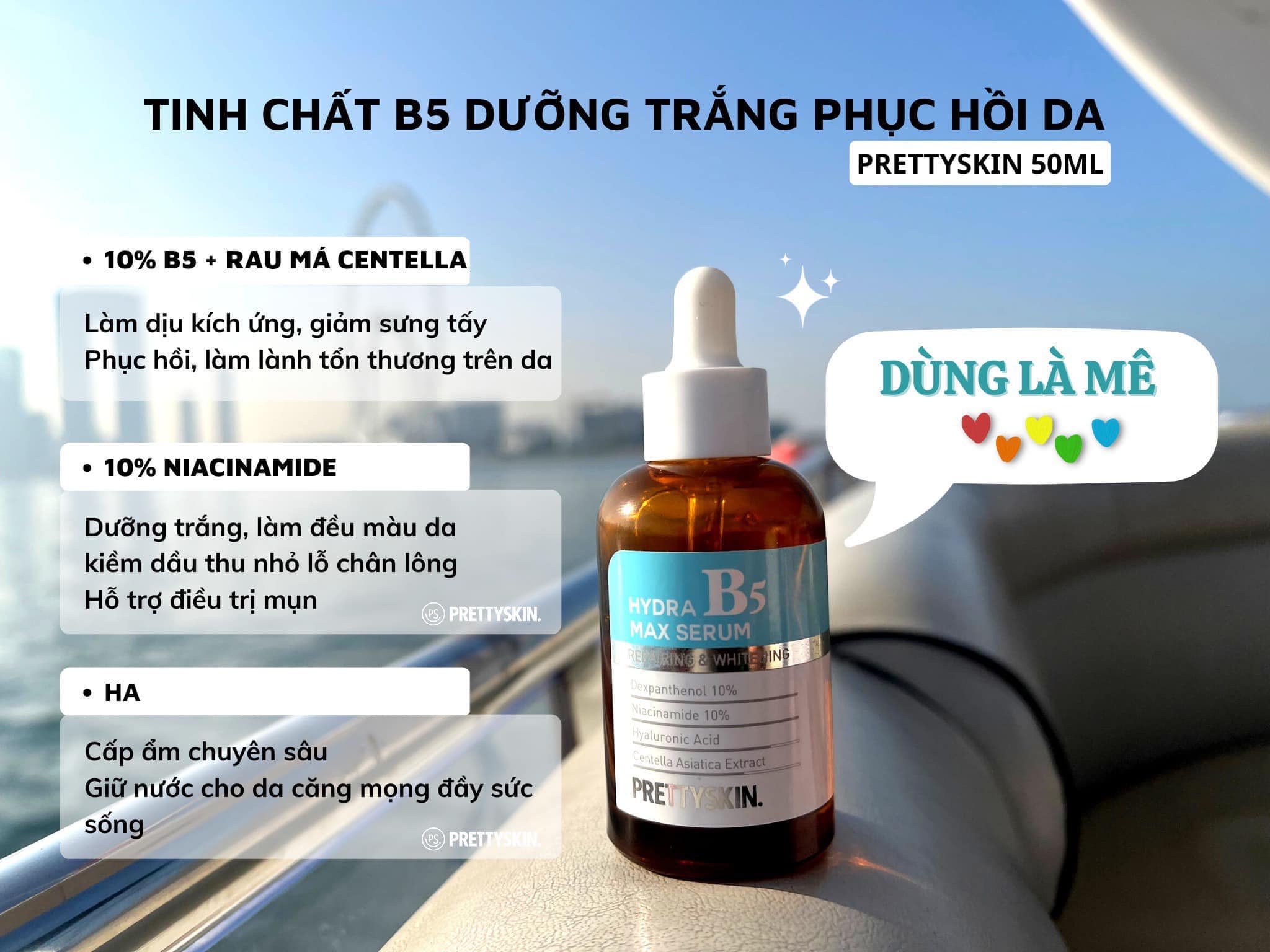 Serum B5 Pretty Skin Hydra Max Tinh Chất Phục Hồi Và Dưỡng Trắng Da 50ml