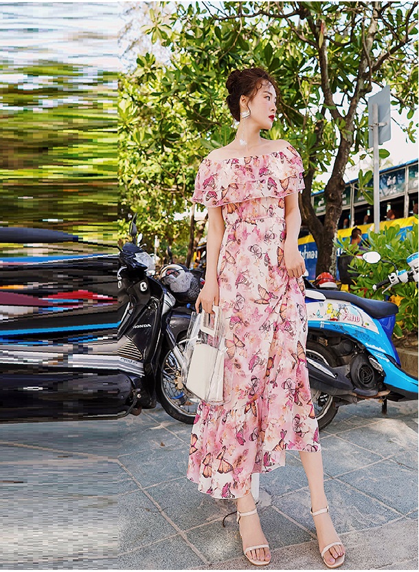 Đầm matxi dạo phố biển cánh bướm GD1118A