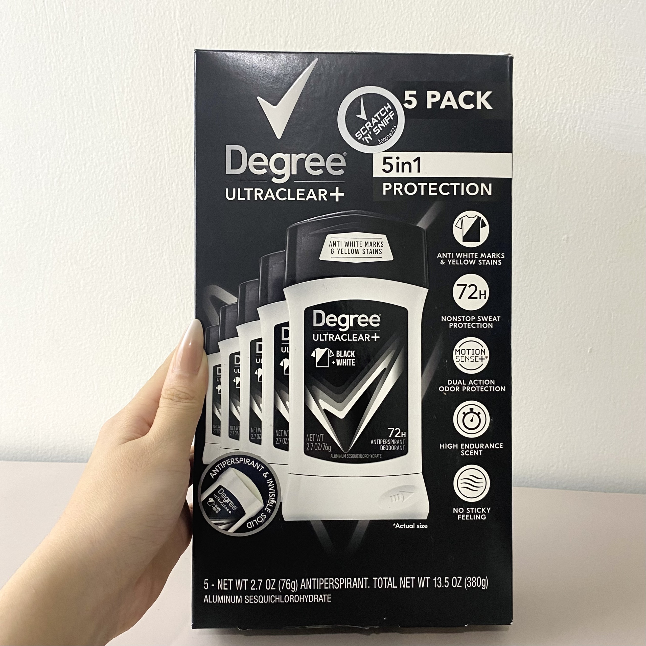Set 5 Lăn Khử Mùi Degree Men Black & White Ultraclear 72H Protection Nhập Mỹ