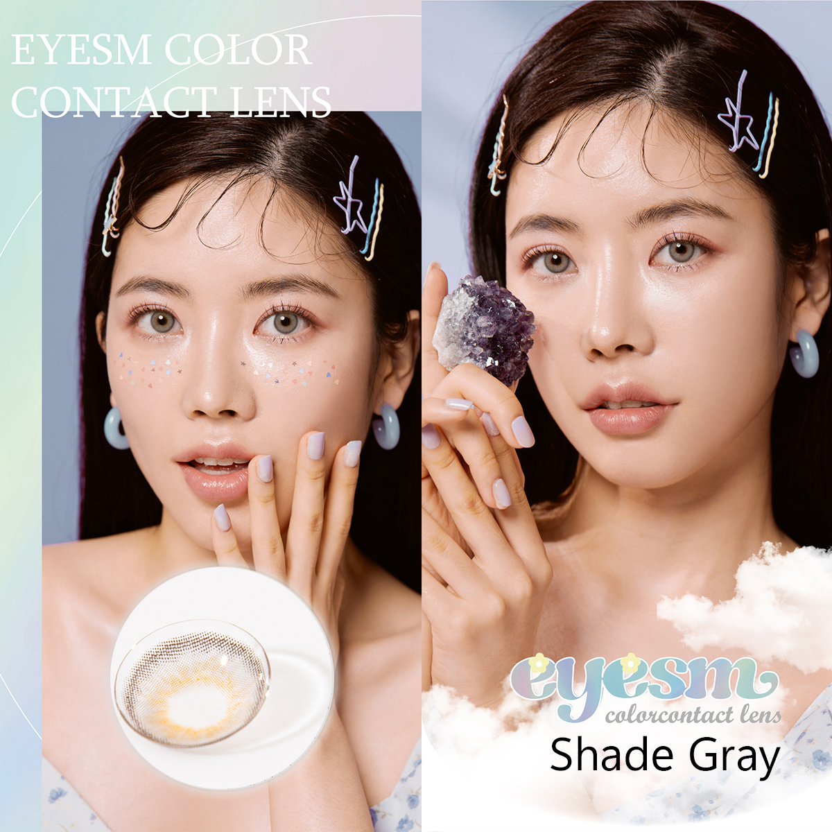 Lens áp tròng Eyesm Shade Gray - Lens màu xám, sử dụng 1-6 tháng