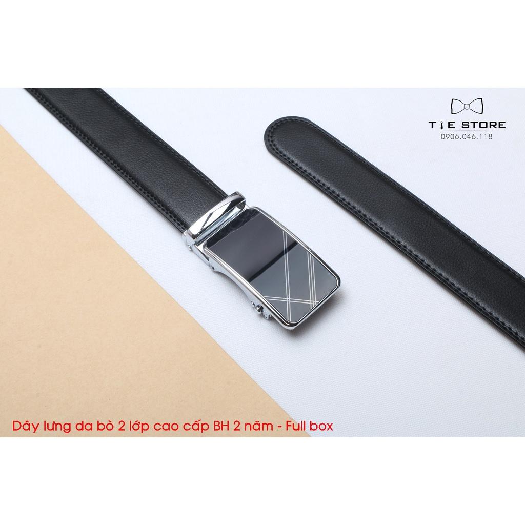 Thắt Lưng Nam Da bò 2 lớp cao cấp BH 2 năm Full box - kẻ chéo