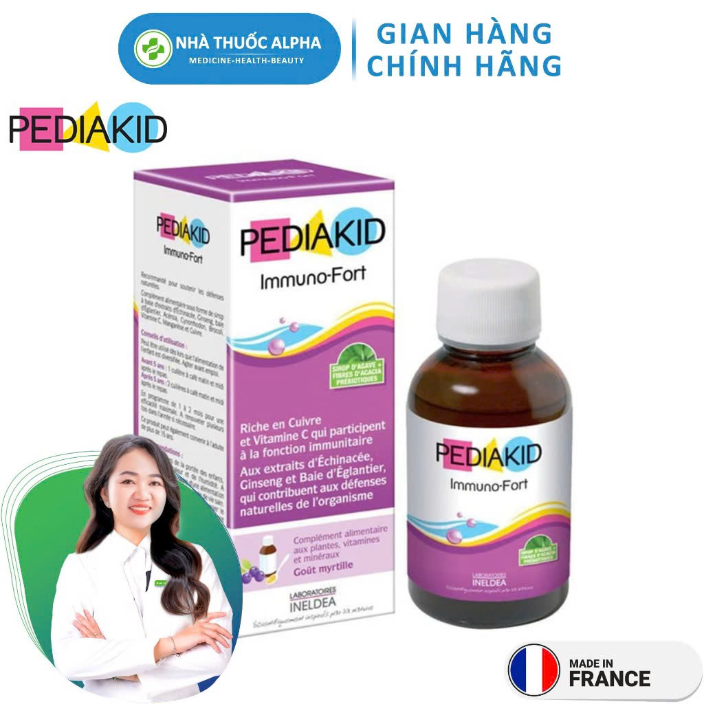 Siro Tăng Đề Kháng Cho Bé Pediakid Immuno Fort Giúp Phòng Ngừa Cảm Lạnh 125ml