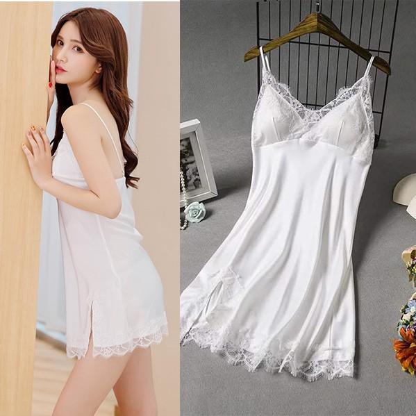 Váy lụa mềm mại chất phi lụa mát mẻ V72- đồ ngủ đẹp