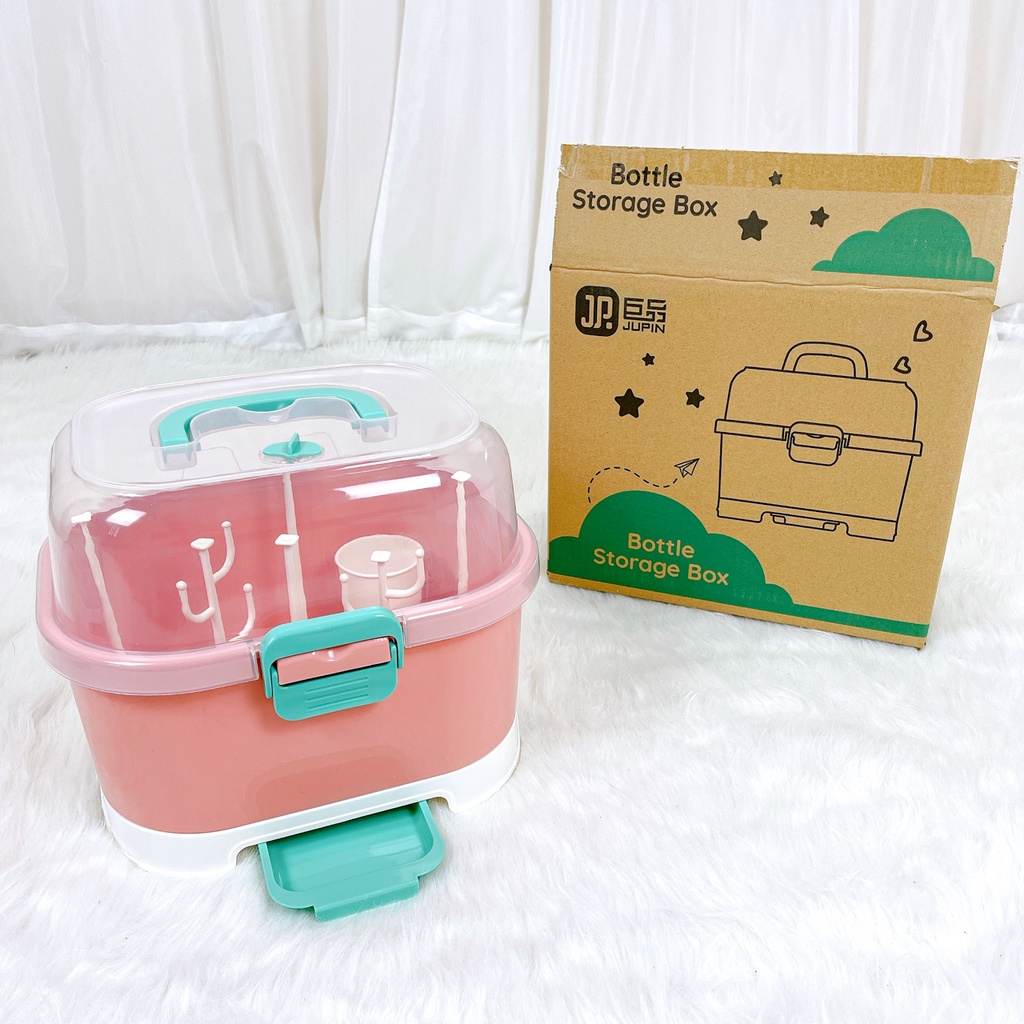 Giá úp bình sữa dạng hộp Box cao cấp bảo quản bình sữa, núm ti khỏi bụi bẩn