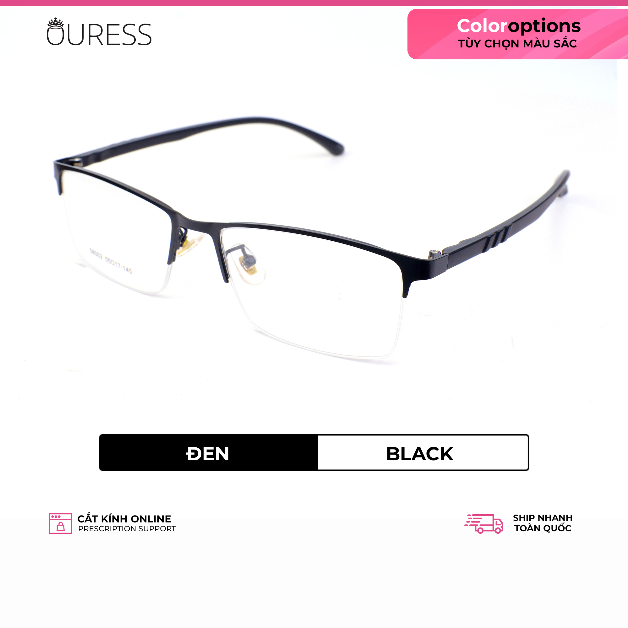 Gọng kính cận 3351 58002 hợp kim cước OURESS thời trang nam nữ siêu nhẹ siêu bền