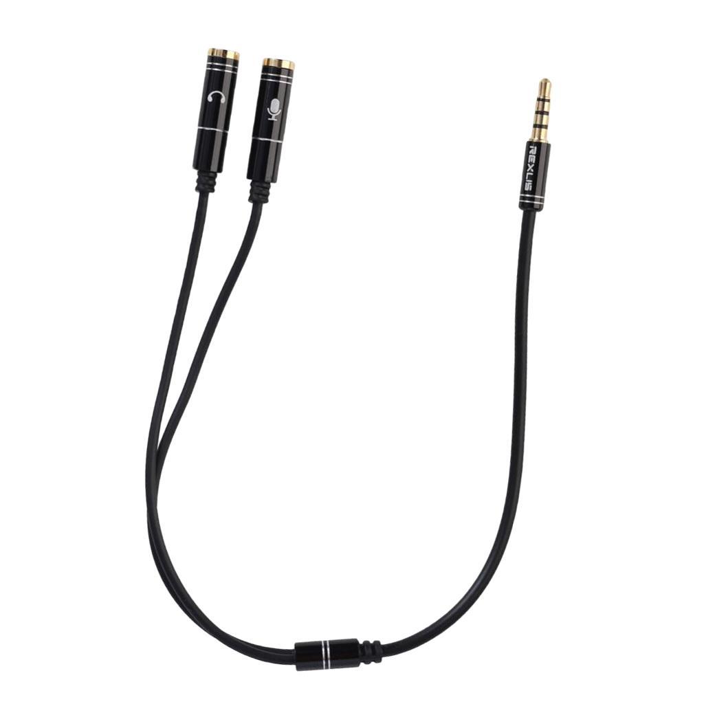 2 x 3.5mm Female to 1 x 3.5mm Male Headphone Headset Mic Stereo Audio Cable