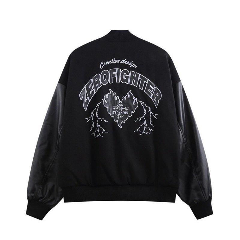 Áo Bomber Tay Da FORGET Unisex Dáng Rộng