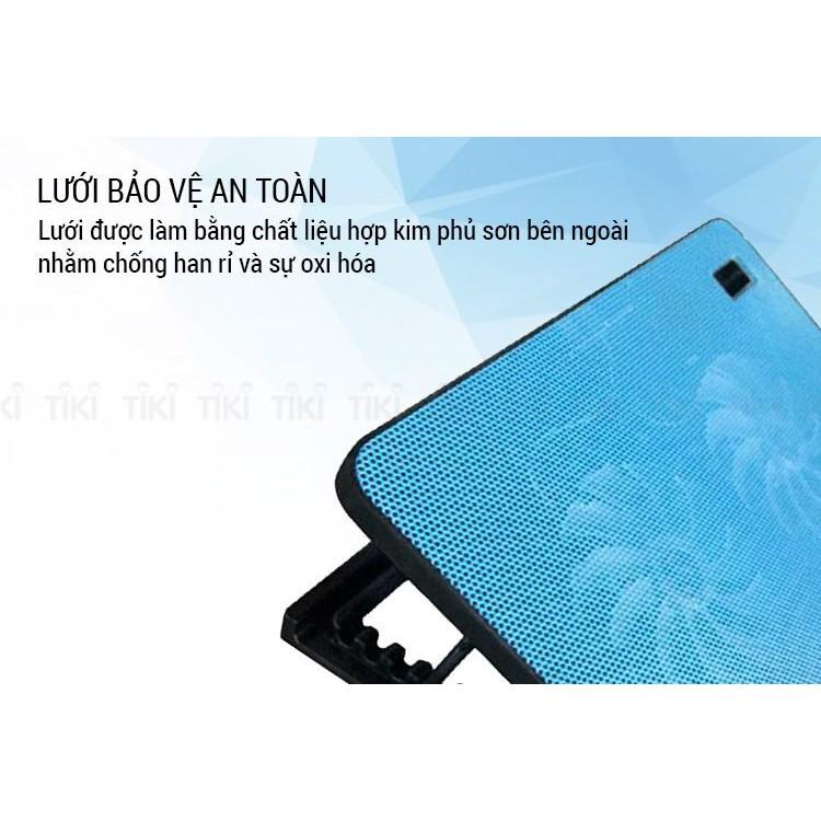 Đế tản nhiệt laptop, quạt tản nhiệt N99 N19 Cooling Pad 2 Quạt đèn led đế nâng 45 độ cho laptop từ 17 inch trở xuống