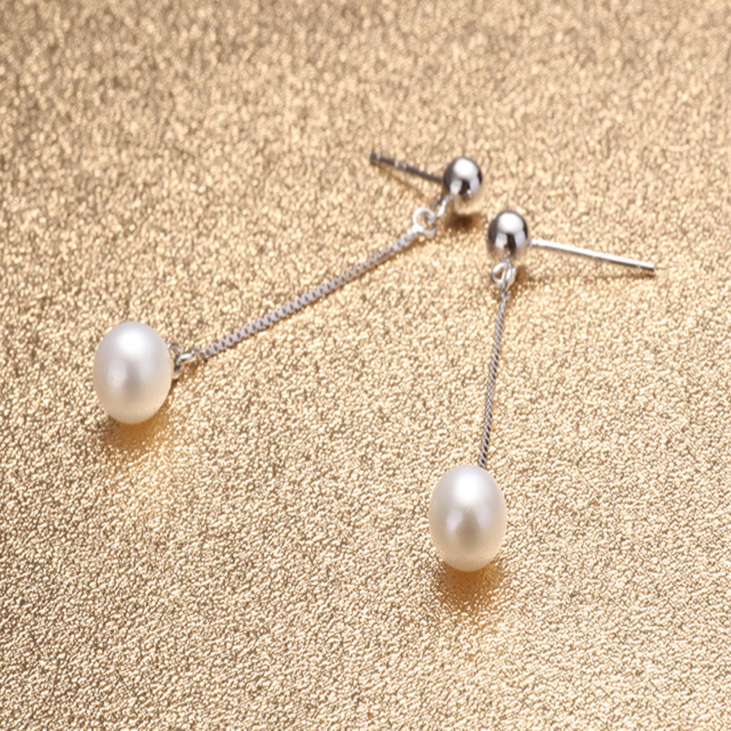 Bông Tai Ngọc Trai Nước Ngọt Thiên Nhiên Cao Cấp - Thiết Kế Dáng Dài - Trang Sức Cô Tấm - CHAIN DROP PEARL - CTJ1510