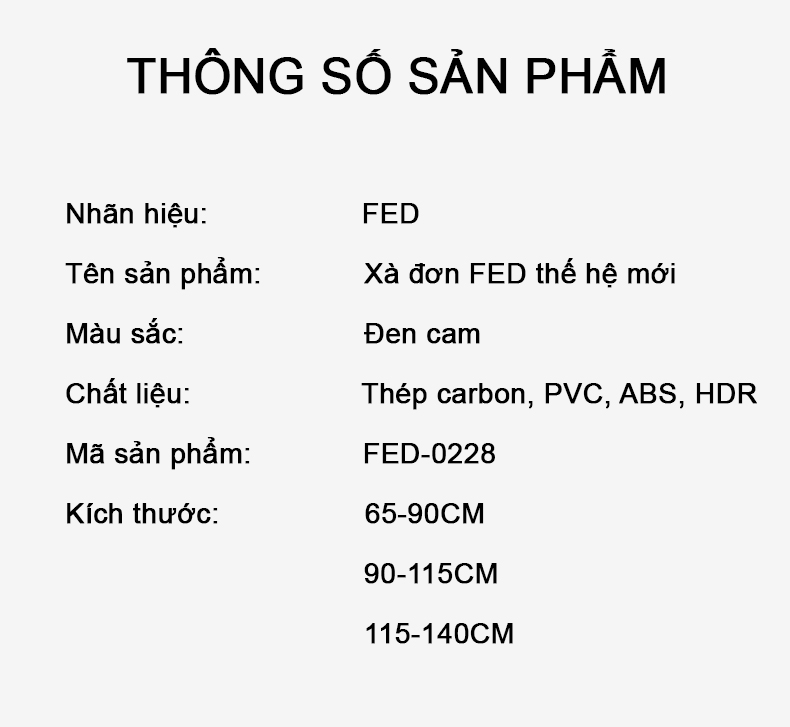 Xà Đơn Treo Tường Thế Hệ Mới FED-0228 - Kích Thước 65-90CM