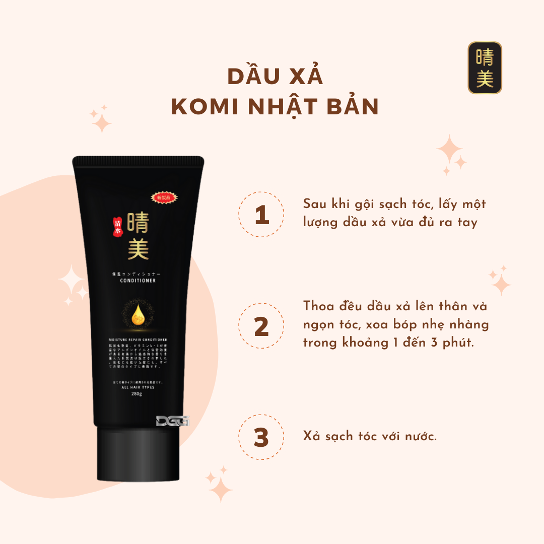 Dầu xả Komi Nhật Bản - Tinh chất Argan giữ màu tóc nhuộm, dưỡng ẩm, phục hồi hư tổn [Tuýp 280ml - Chính Hãng]