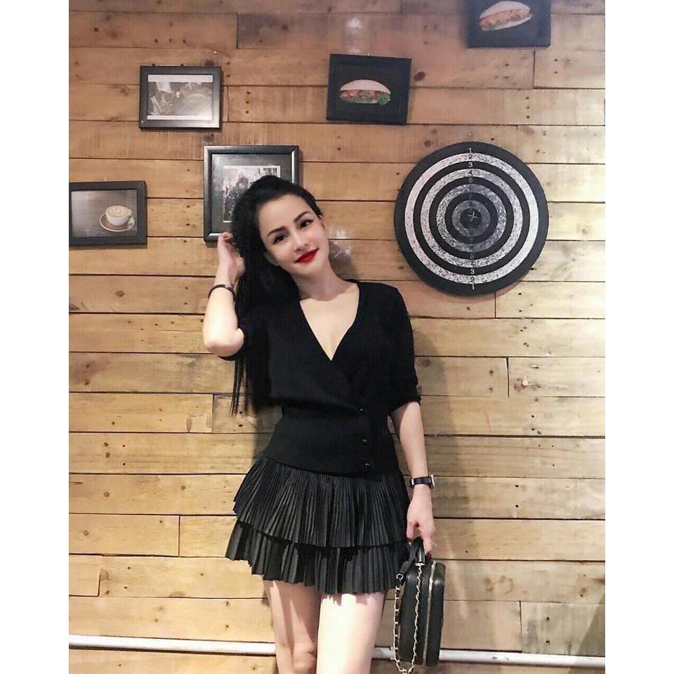 Chân váy 2 tầng xếp ly bèo_chân váy dập ly nhỏ