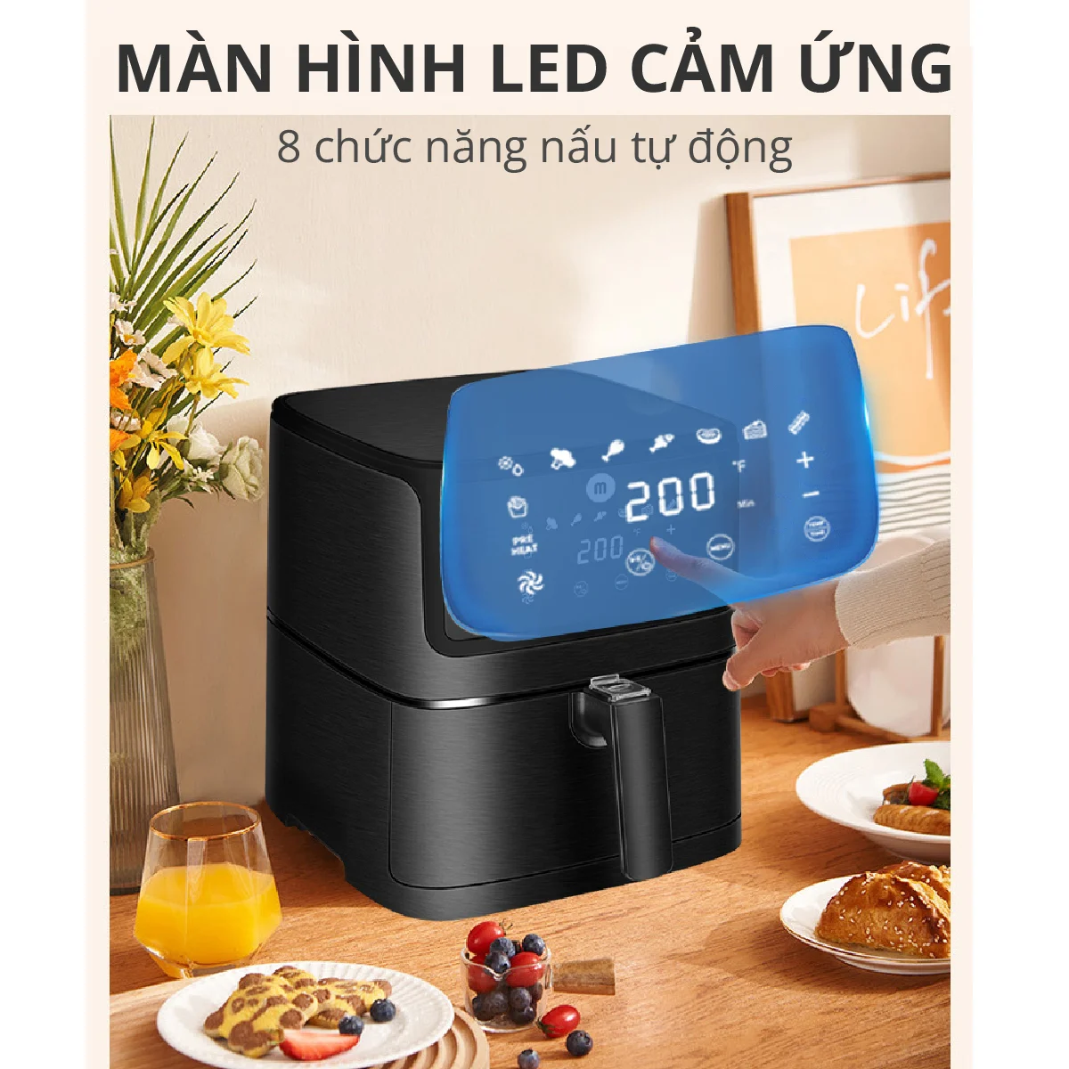 Nồi chiên không dầu 5.5L điện tử Mishio MK284 - Hàng chính hãng