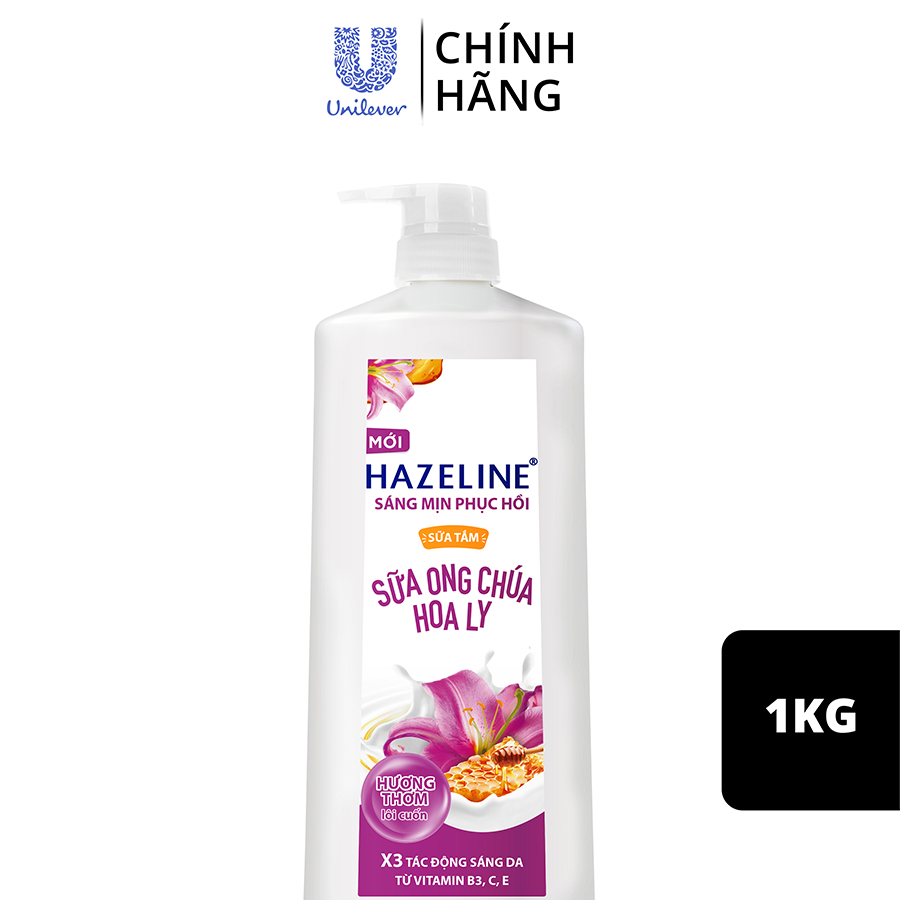 Sữa tắm Hazeline Dưỡng Thể Trắng Sáng Mịn & Phục Hồi Da Từ Thiên Nhiên Sữa Ong Chúa Hoa Ly 1kg