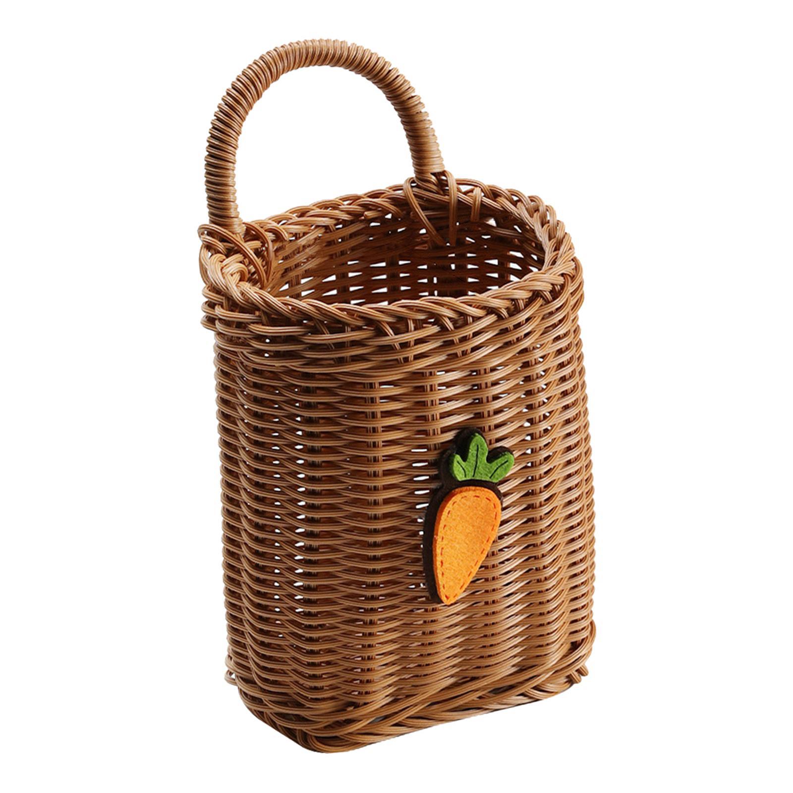 Wall Hanging Basket Holder Decorative Toiletries Sundries Home Vegetables Cabinet with Handle Bathroom Key Balcony Kitchen Woven Wall Basket