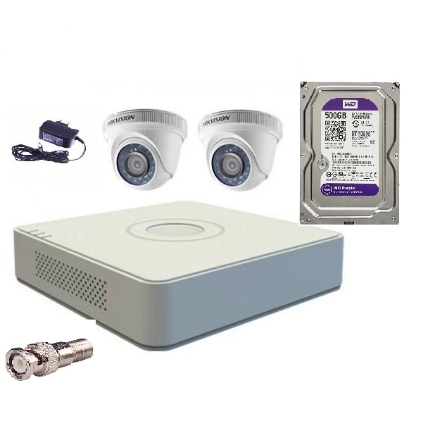 Trọn Bộ 2 Camera Hikvision Ds-2ce56c0t-Ir Và Ds-7104hghi-F1. Hdd 500gb - Hàng Nhập Khẩu