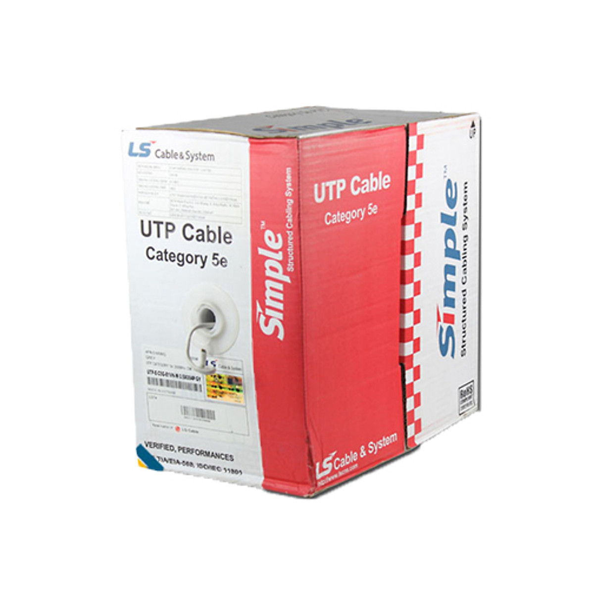 Thùng Cáp Mạng LS CAT5e UTP (305m), 24AWG, lõi đồng đặc, 4 đôi, vỏ PVC - Hàng Chính Hãng