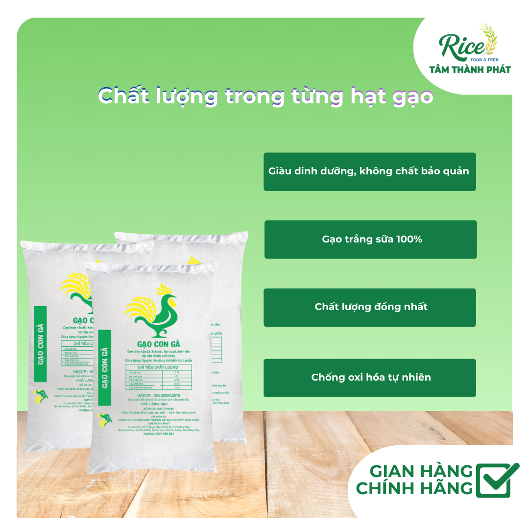 10KG GẠO THƠM SỮA - HIỆU CON GÀ