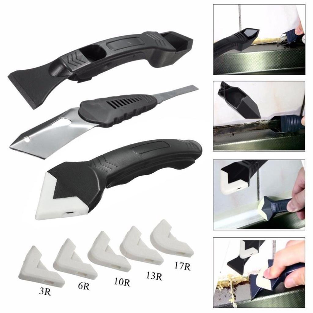 3in1 Silicone Caulking Tools Angle Scraper Removal Tool w/ 5 Pad for Kitchen