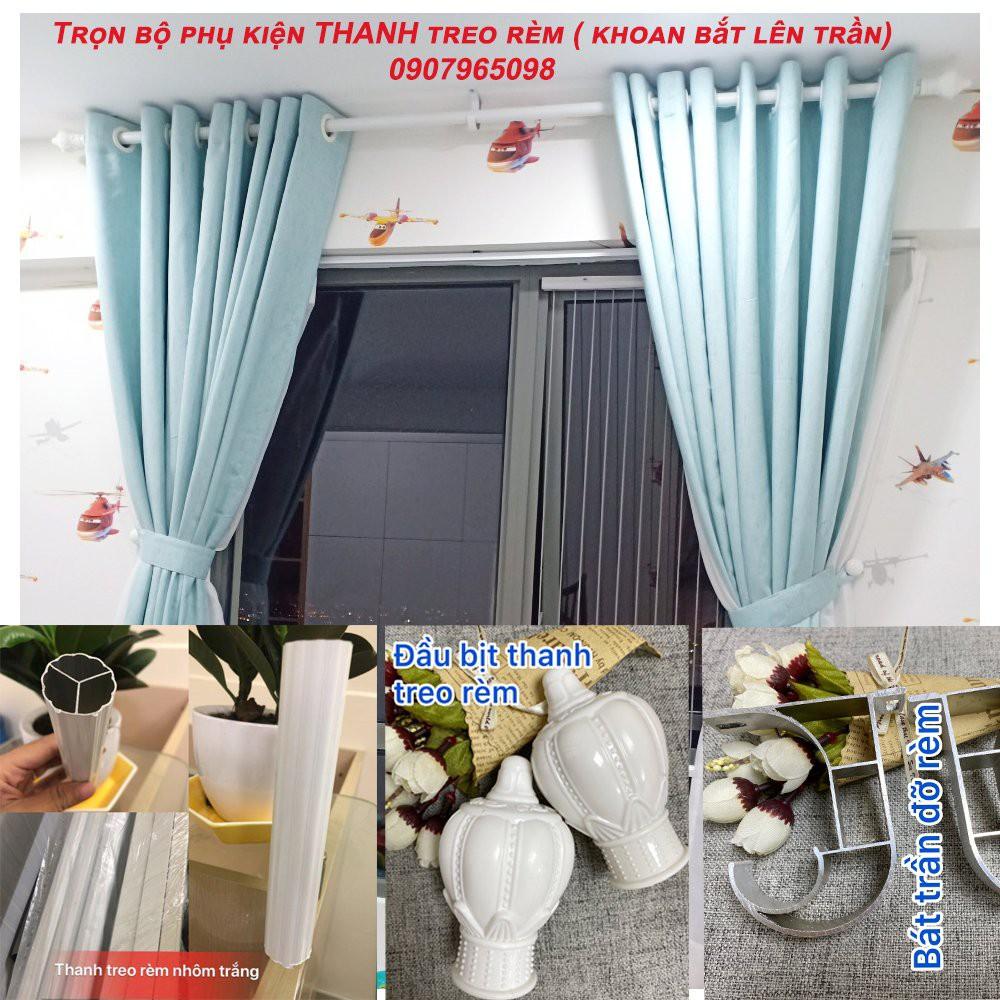 Thanh sào nhôm treo rèm màn cửa - Phi 30- kèm theo ốc vít, đầu chụp, bát đỡ rèm