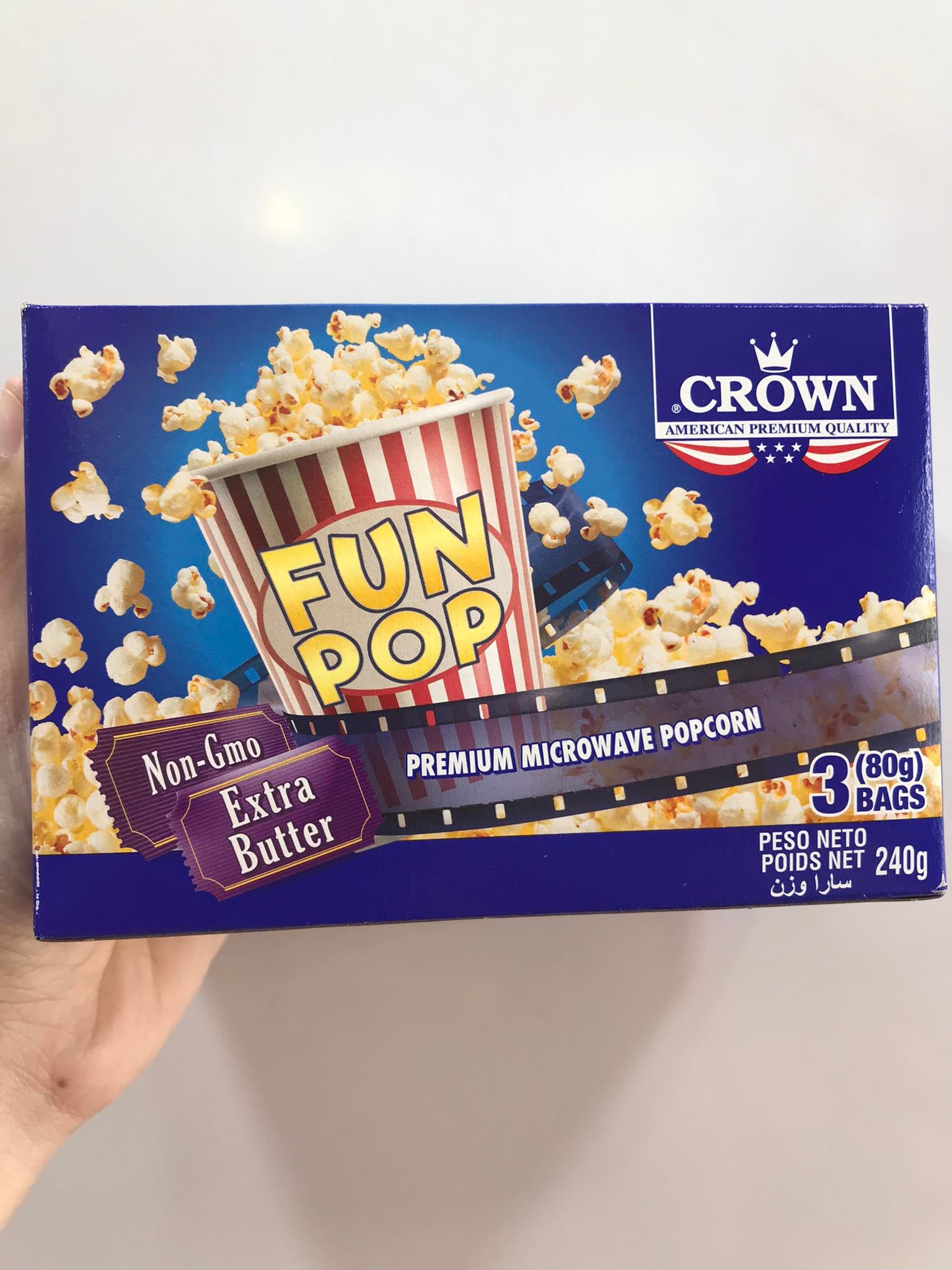 BẮP RANG BƠ VỊ BƠ CROWN của Mỹ 240g  -Extra butter popcorn. Date 04/2024