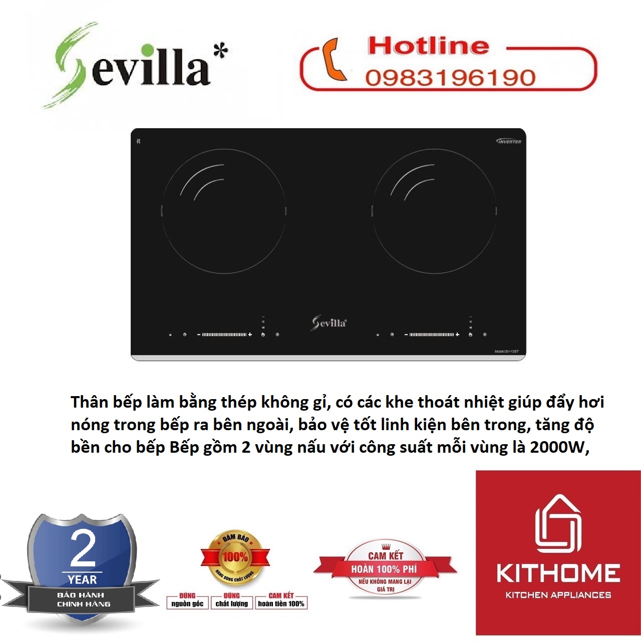 Bếp Điện Từ SEVILLA SV-135T - Chính Hãng