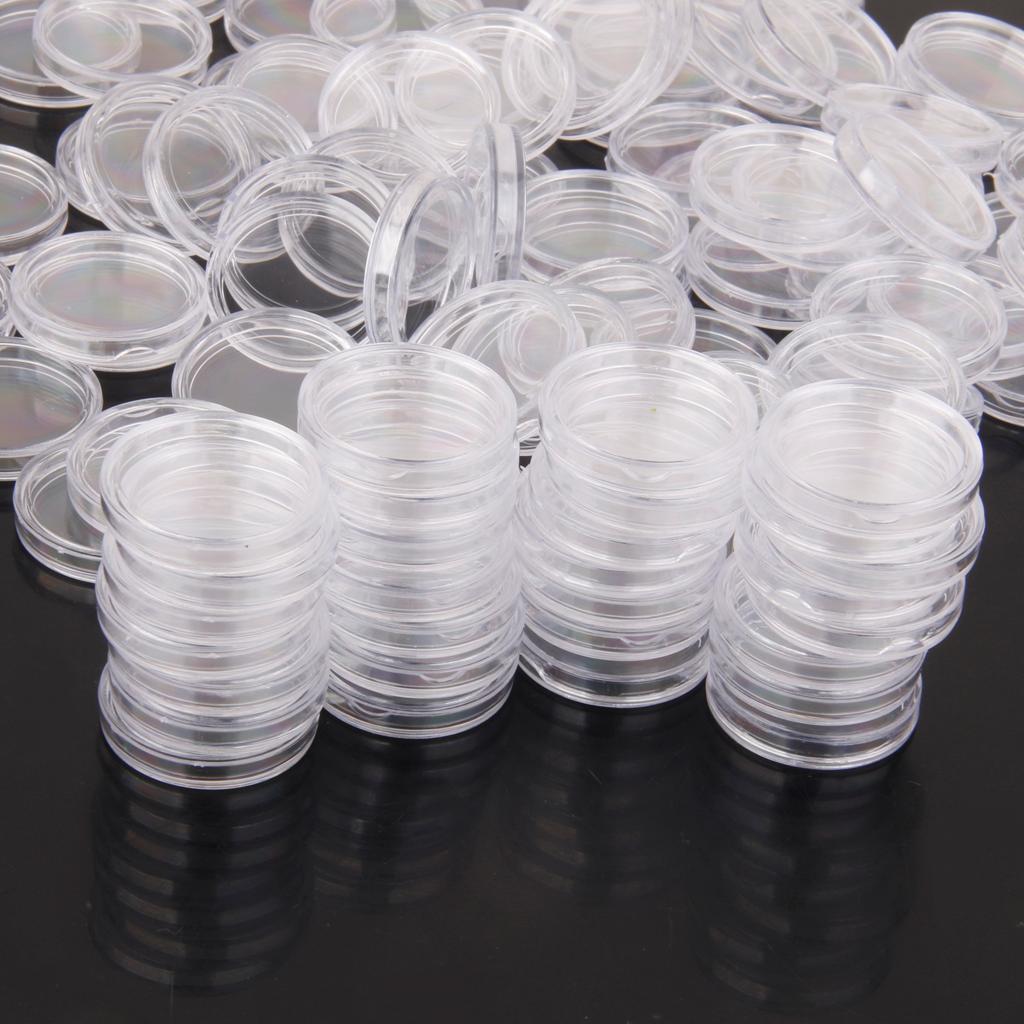 100 Boxed Coin Capsules Coin Case Transparent Color