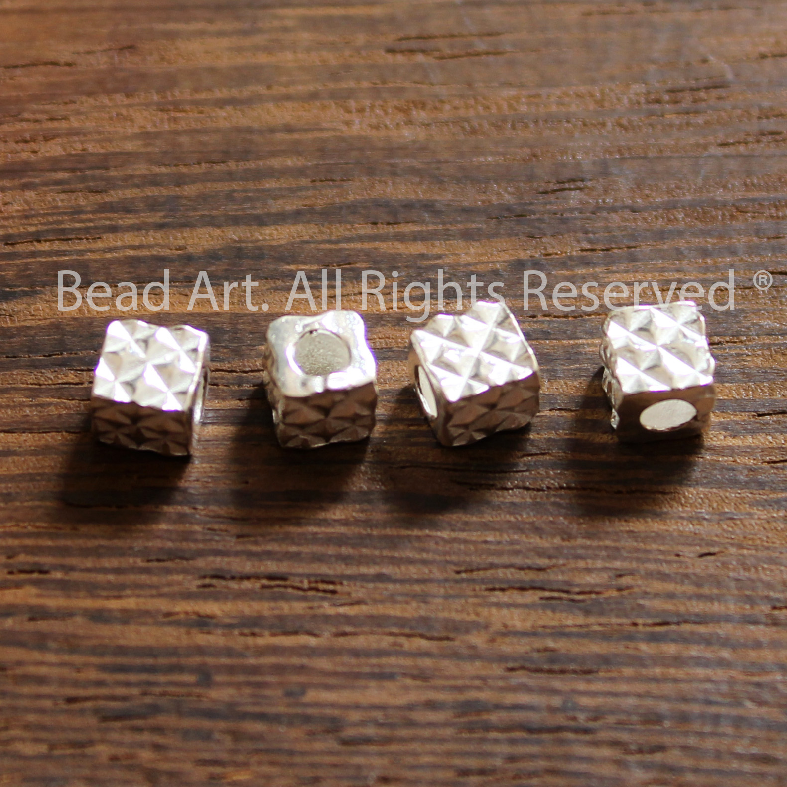 5MM Charm Khối Lập Phương Lỗ Xỏ Lớn Bạc 925, Giác Cắt, Phối Vòng Tay Phong Thuỷ, Chuỗi Hạt - Bead Art