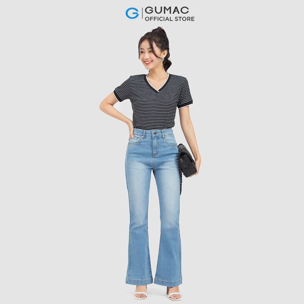 Áo thun nữ GUMAC ATC06020 gân phối bo