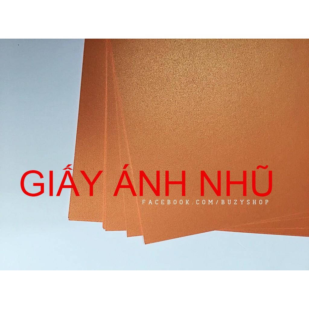 (Xấp 5Tờ) Giấy Ánh Nhũ, Bìa Màu, Giấy Làm Thiệp, Scrapbook (A4) (CAM)