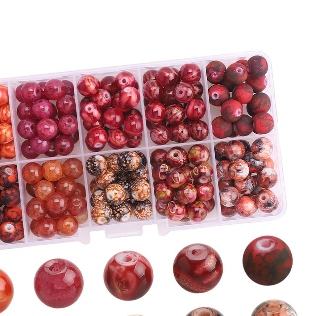 200pcs Glass Beads 8mm Beads for Beading Necklaces Bracelet Home Decoration Pink