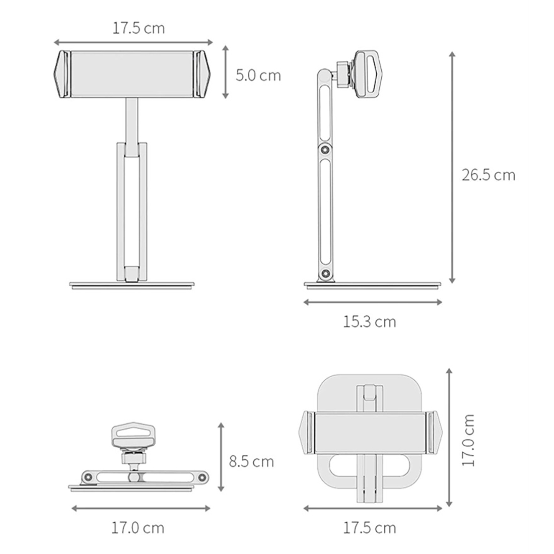 Giá đỡ iPad máy tính bảng bằng kim loại để bàn gấp gọn xoay dọc ngang, kẹp máy iPad mini 9.7in 10.2in 10.5in 11in 12.9in - Hàng chính hãng