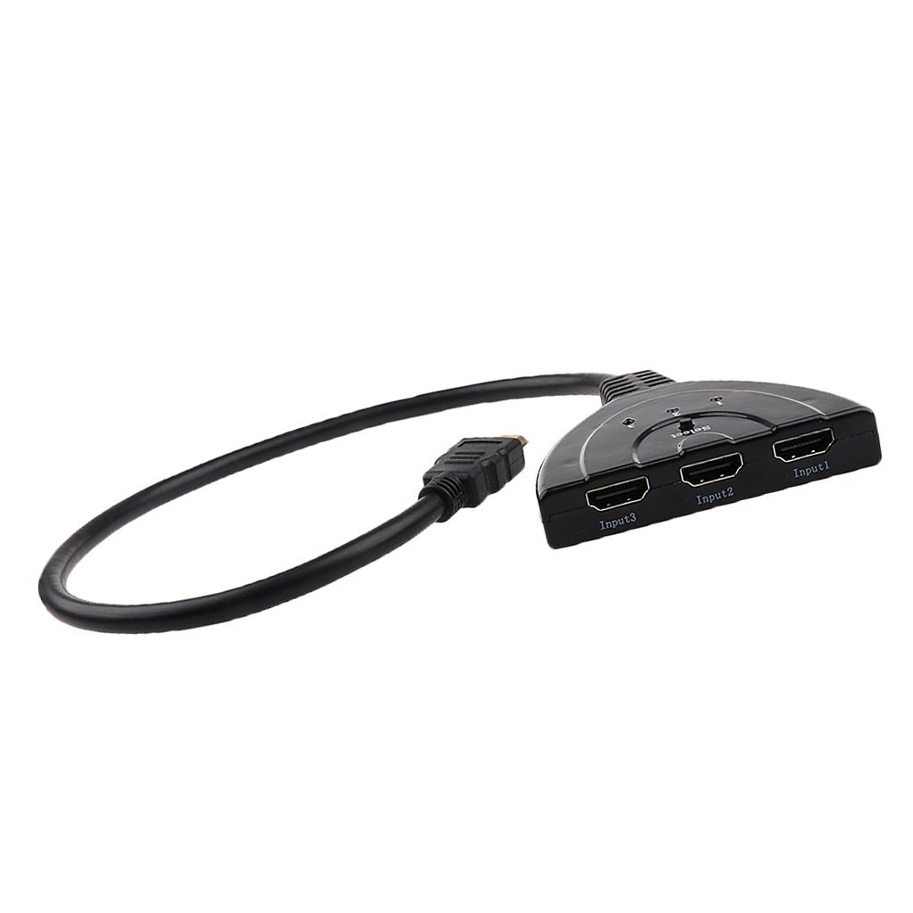 3 Port HDMI 1080P 3D Switcher Splitter Hub Box Pigtail Cable for HDTV