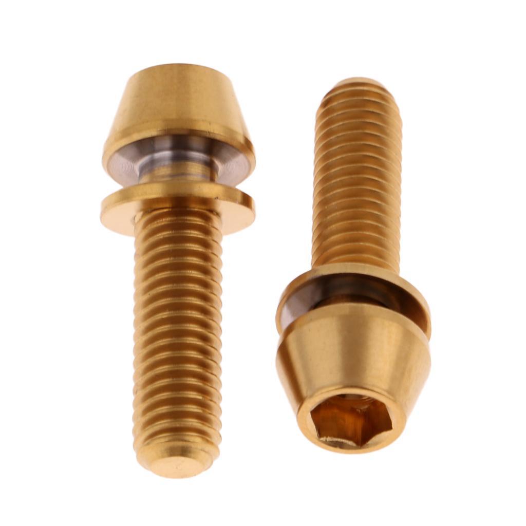 2 M5 Titanium Alloy Bike Bolts Tapered Head Screw & Washer Gasket - Lightweight & Durable