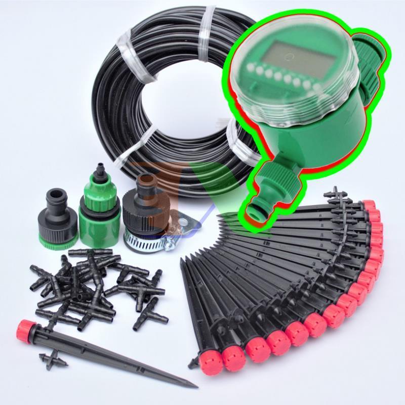 Bộ Kit 16 Que cắm 8 tia đầy đủ + Van nước hẹn giờ FUJIN TX-DIY-075, Béc tưới hoa cây cảnh tự lắp DIY