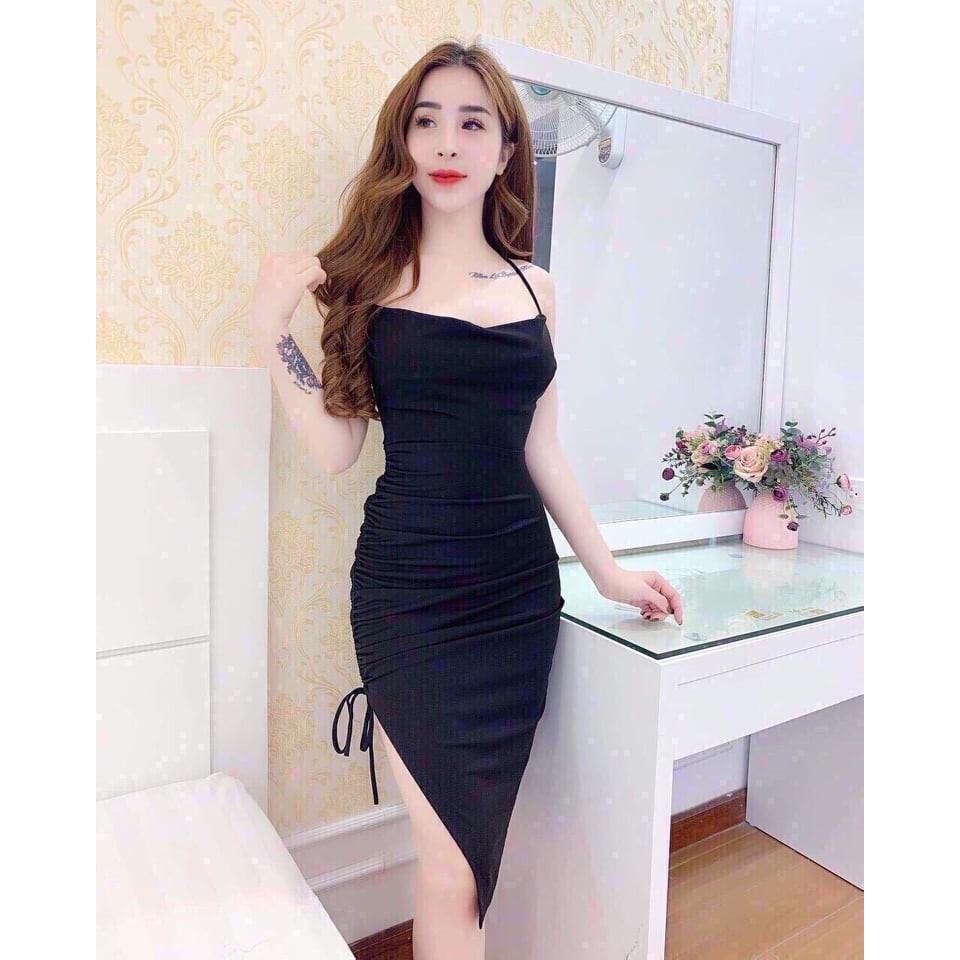 Váy ôm nữ 2 dây cổ đổ thời trang