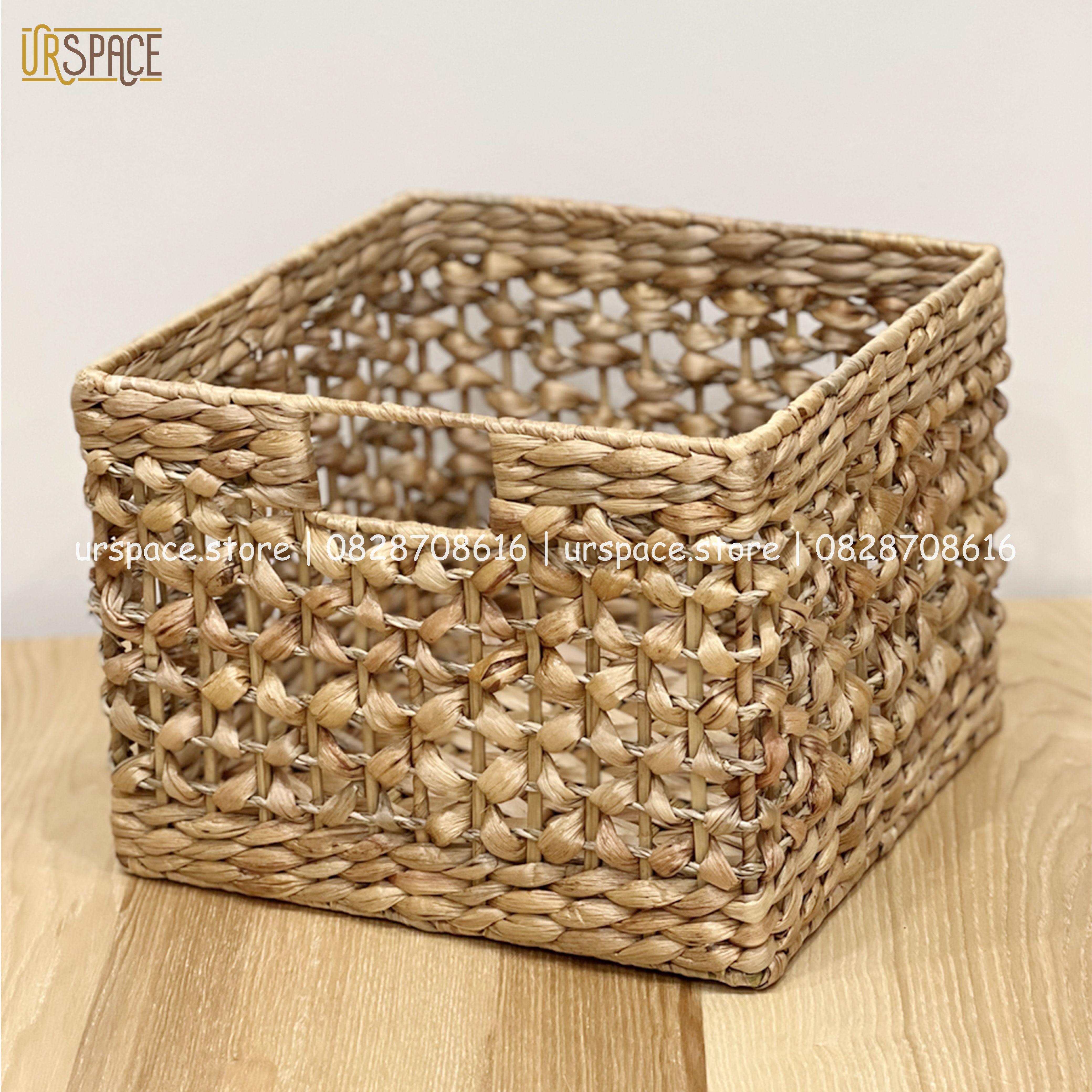 Sọt đựng đồ đa năng bằng lục bình sọt hình vuông handmade/ Hand-woven square cabinet basket for home decor