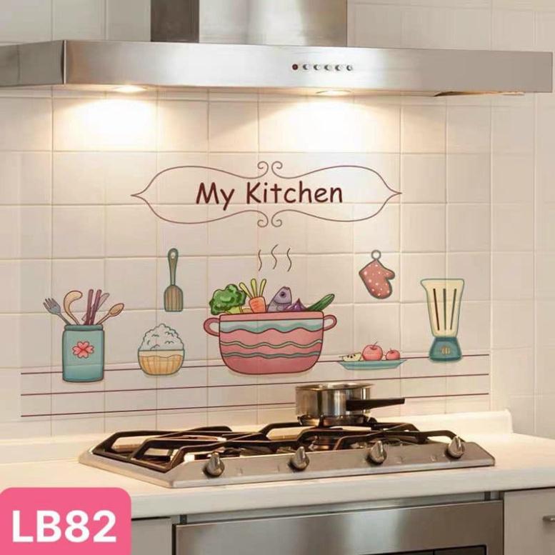Giấy Dán Tường Nhà Bếp Cách Nhiệt Chống Dầu Mỡ, Chịu Nhiệt - Decal Dán Bếp Họa Tiết 3D