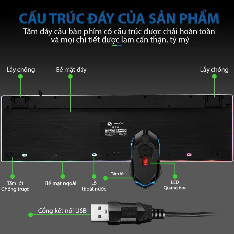 Bộ bàn phím chuột máy máy tính Coputa chuột bàn phím giả cơ có dây Gaming chơi game Full LED RGB GTX300