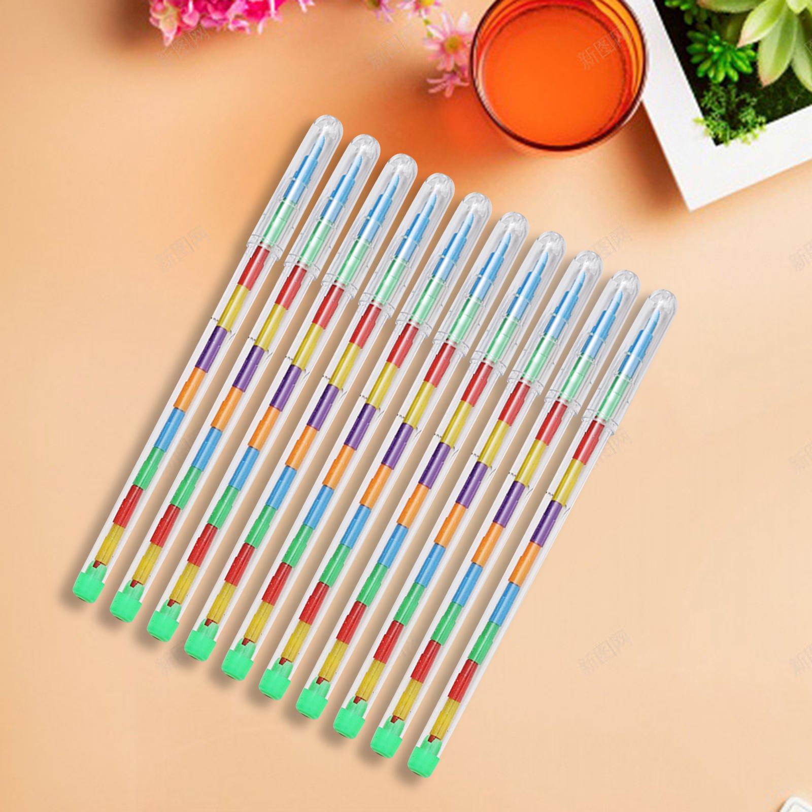 10 Pieces Rainbow Pencils Stackable Crayons for Kids Stacking Crayons Buildable Crayons Party Favors for School Supplies