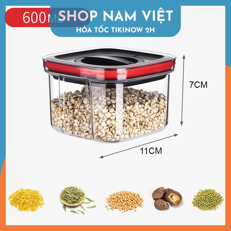 Hộp đựng đồ khô, bảo quản thực phẩm nắp vặn chân không nhiều kích cỡ - Nắp trắng - 2000ml