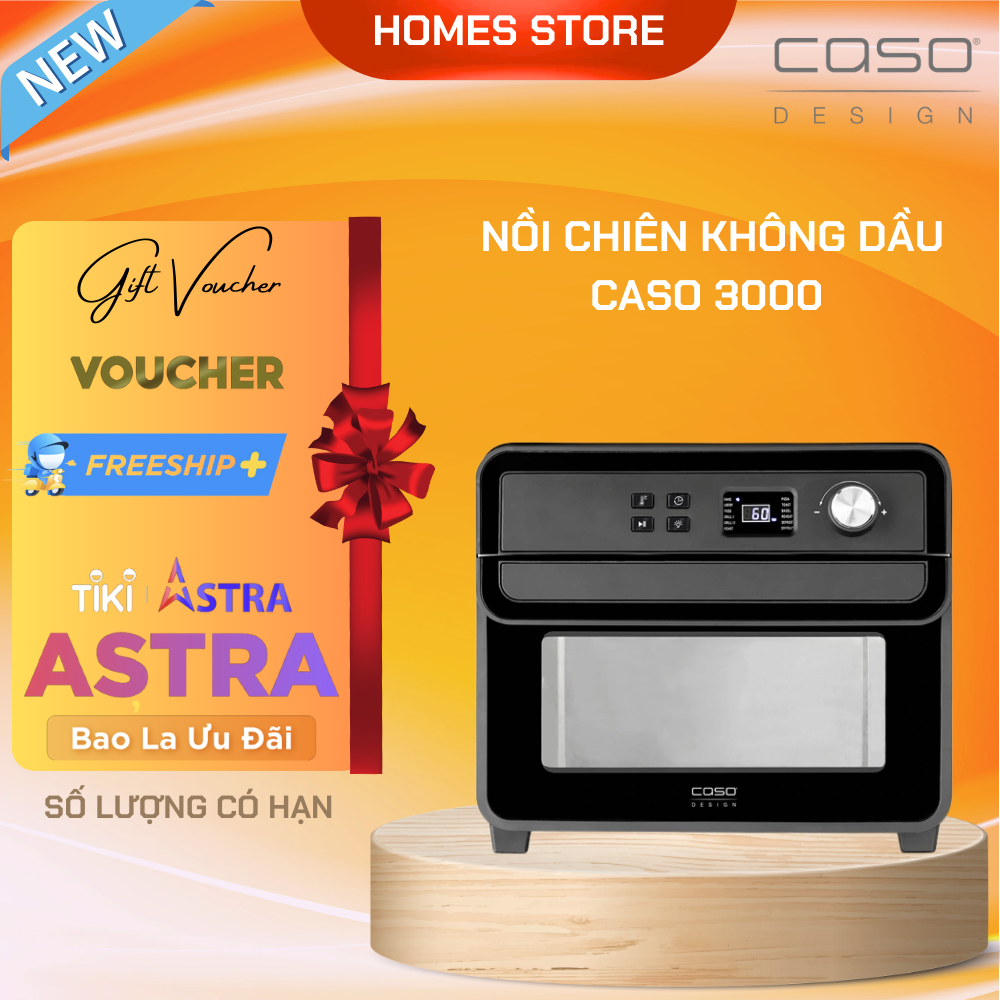 Nồi Chiên Không Dầu Kiêm Lò Nướng CASO 3000 AirFry Chef - Nhập Khẩu Đức 12 Chương Trình Tích Hợp Sấy Dung Tích 22 Lít Công Suất 1700 W - Hàng Nhập Khẩu