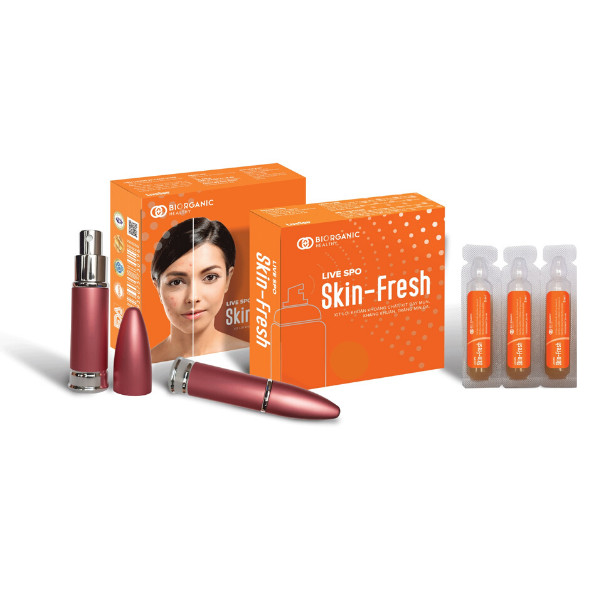 Skin Fresh - Bào tử lợi khuẩn dạng xịt bay mụn, kháng khuẩn, trắng mịn da combo 2 hộp(6 tỷ lợi khuẩn  sống/5ml dành cho da mụn mủ, mụn bọc, mụn cám,viêm da và người dị ứng kem trộn, kem lột da)